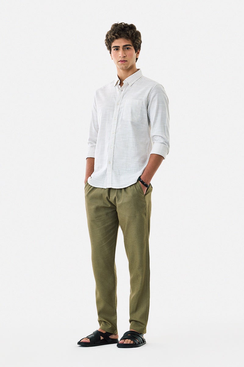 SNITCH Wafty Olive Linen Trousers - Image 2